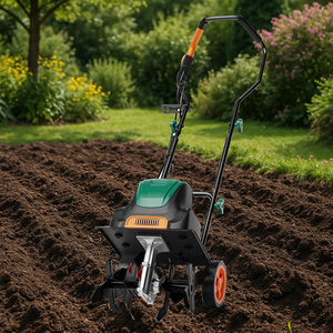 Motoculteur et cultivateur électrique en plastique de 1500 W avec une largeur de coupe de 12 pouces, lames revêtues de PTFE, poignée antidérapante pour une utilisation en jardin et en ferme - Product Image 2