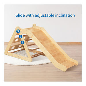 إطار تسلق خشبي للأطفال مثلث متعدد الوظائف 2 في 1 وزلاقة توازن لصالة ألعاب رياضية داخلية للأطفال - Product Image 4