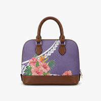Tas tangan wanita model dome dengan motif geometris tribal Samoa dari Pulau Pasifik, dibuat sesuai pesanan, bahan kulit imitasi, penutup ritsleting, pegangan atas, model satchel.