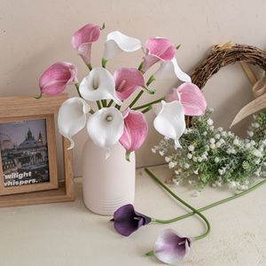 CallaFloral Fleurs artificielles Calla Lilies Mini en plastique Blanc Rose Violet Décoration intérieure Maison Mariage Bouquet MW01519 - Product Image 1