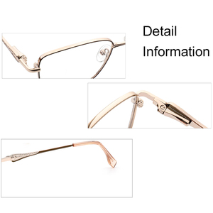 WO202 <span class=keywords><strong>Lunettes</strong></span> <span class=keywords><strong>originales</strong></span> pour <span class=keywords><strong>femme</strong></span>, monture en métal, monture optique tendance bicolore, style œil <span class=keywords><strong>de</strong></span> chat - Product Image 3