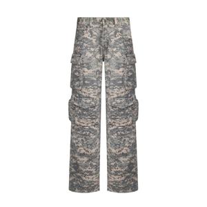 Pantalon cargo classique ample pour homme en sergé 100 % coton de haute qualité, motif camouflage numérique délavé, avec logo personnalisé, vente en gros - Product Image 5