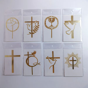 Decoraciones para Pasteles de Bautizo en Acrílico Dorado, Adornos para Cupcakes con Cruz y Paloma, Suministros para Decoración de Pasteles de Primera Comunión - Product Image 5