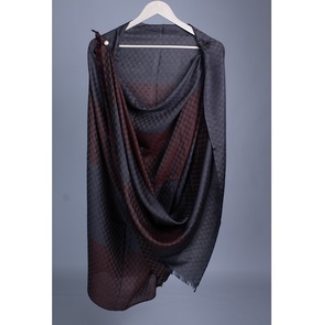 Estola reversible de lana de seda de Cachemira VIC-Estola de diseñador de lujo de tamaño pequeño azul y marrón 90x200 cm - Product Image 1