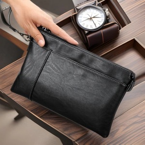 Bolso de Mano Moderno para Hombre, Textura de Cuero PU, Gran Capacidad, Estilo Casual, Tipo Sobre, con Clip, Cartera de Moda - Product Image 1