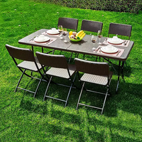 Table de pique-nique pliante en plastique, Camping en plein air, fête, événement, Banquet, Portable, imitation rotin