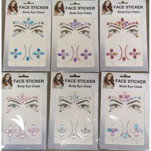 Set di Adesivi per Tatuaggi Decorativi per Occhi e Petto, Vari Design e Colori, Adesivi Stampati in PVC e Acrilico per Viso e Corpo, Marca Peiyong - Product Image 1