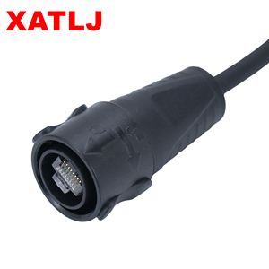 Xatlj כוח rj45 אות שקע ip67 עמיד למים דירוג נחושת מגע ניילון 90 מעלות 180-מחבר חוט etl מוסמך - Product Image 2