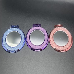 Compact <b>Mirror</b> Round <b>Plastic</b> Pocket Makeup <b>Mirror</b> With Glitter Frame Multicolor Portable Travel Size - Product Image 4