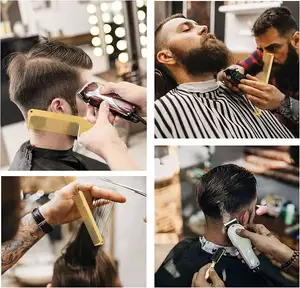 Peine dorado de peluquero de Metal con logotipo personalizado, peine de pelo plano de acero inoxidable, cepillo para Barba, juego de corte de pelo para barbería