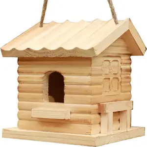 Factory High quality custom outdoor feeding bird wood craft nest house of birds garden decoration