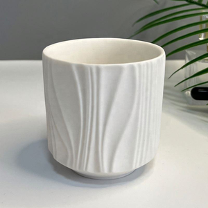 Pot en céramique texturé mat, récipient cylindrique pour bougie, décoration d'intérieur, porte-bougie, récipient en céramique vide - Product Image 1