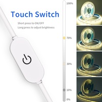 Bande LED COB 5V avec variateur tactile, prise USB, haute densité, flexible, indice de protection IP20, 3000K/4000K/6500K, éclairage intérieur, bandes LED COB