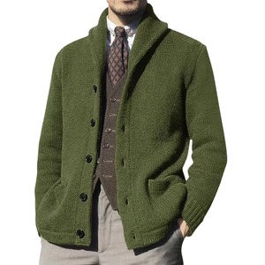 Cashmere khăn choàng cổ áo vá Túi sừng nút áo len dài tay áo cardigan người đàn ông dệt kim áo len áo len - Product Image 5