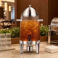 Distributeur de jus en acier inoxydable FLEY avec robinet et support surélevé pour service de buffet d'hôtel et traiteur