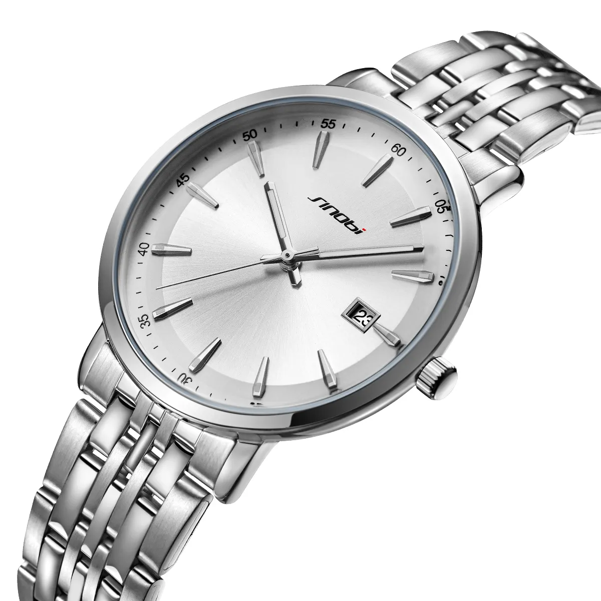 SINOBI High Quality Calendar Waterproof Luxury Male Watches Stainless Steel Strap Watch Custom logo Men wristWatch