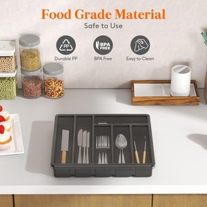 Plateau organisateur en plastique pliant à un niveau pour couvercle de <span class=keywords><strong>tiroir</strong></span> de cuisine Rangement d'ustensiles flexible pour usage domestique - Product Image 6