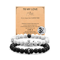 Matte Agaat 8Mm Kralen Lange Afstand Liefhebbers Armbanden Rvs Set Voor Valentijnsdag Verjaardagscadeaus Voor Koppels