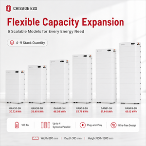 Système de stockage d'énergie haute tension Chisage ESS, batterie LiFePO4 empilable 30 kWh 69 kWh, système de stockage d'énergie solaire monté au sol, série GAN - Product Image 6
