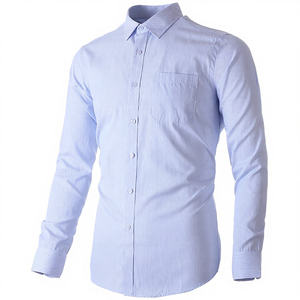 Camisa de Manga Larga de Alta Calidad, Color Sólido, Cuello Cuadrado, Casual, para Oficina, Boda, Esmoquin, Servicio OEM para Hombre, Primavera, 100% Algodón - Product Image 4