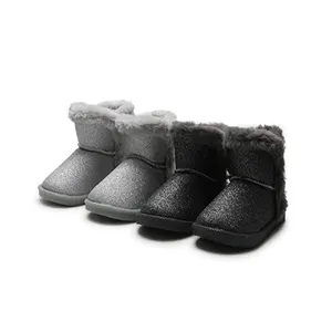 Chaussures d'hiver antidérapantes en fourrure pour enfant, bottes de neige chaudes, à paillettes, pour fille et garçon, nouveauté tendance