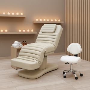 Gold Base Curve Electric Synthetic Leather Facial Lash Bed Luxury Spa Esthetician Furniture Modern Beauty Salon Massage Hotel - Product Image 2