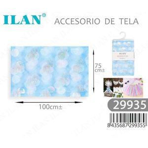 Accessorio in tessuto di pizzo ILAN 100x75cm con motivo a pois blu per decorazione - Product Image 3
