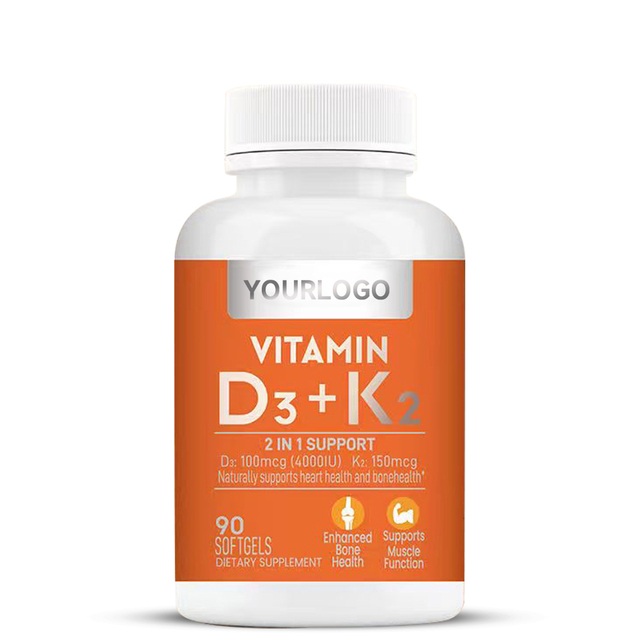 Factory Supply OEM Vitamin D3 Capsules Support Heart Supplement Support Immune Health Vitamin D3 K2 Softgel Supplementealth