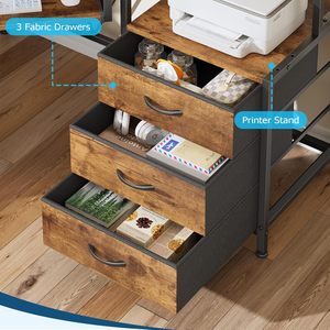 Bureau d'angle <span class=keywords><strong>pour</strong></span> jeux avec prises électriques, étagère <span class=keywords><strong>pour</strong></span> <span class=keywords><strong>imprimante</strong></span>, support d'écran triangulaire <span class=keywords><strong>pour</strong></span> petit espace, <span class=keywords><strong>table</strong></span> d'<span class=keywords><strong>ordinateur</strong></span> marron - Product Image 5