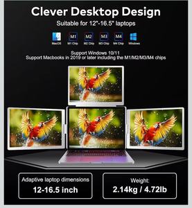 Monitor Portátil Triple para Laptop de <span class=keywords><strong>14</strong></span> Pulgadas, Aleación de Aluminio Premium, 1200P FHD, con Sensor de Gravedad y Rotación Automática para <span class=keywords><strong>Mac</strong></span> - Product Image 6