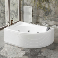Baignoire de massage à remous en acrylique avec 6 buses de thérapie par air, baignoire d'angle spa avec robinet inclus pour salle de bain d'hôtel