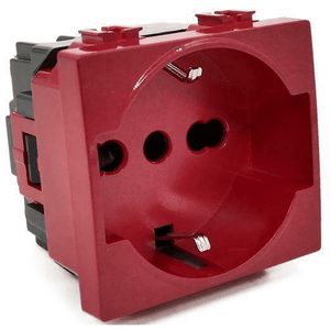 Prise Schuko rouge pour signalisation d'urgence compatible avec Vimar Plana - Product Image 1