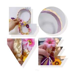 Moda princesa accesorios para el cabello niños fiesta de cumpleaños princesa <span class=keywords><strong>Rapunzel</strong></span> pelucas diadema <span class=keywords><strong>flor</strong></span> trenzada diadema para niñas - Product Image 2