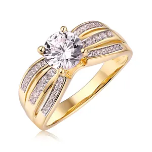 Simple Fashion 9K 10K 14K 18K 24K Gold Plated Ring Hollow Ladies Women Girls Party Wedding Engagement Moissanite Diamond