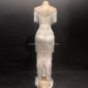 Novance-<span class=keywords><strong>Vestidos</strong></span> <span class=keywords><strong>de</strong></span> Noche brillantes para mujer, <span class=keywords><strong>vestidos</strong></span> <span class=keywords><strong>de</strong></span> lujo con borlas y diamantes <span class=keywords><strong>de</strong></span> imitación, ceñidos al cuerpo, a la moda, para cóctel, Y1044 - Product Image 3