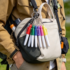 Marcador con forma de bolígrafo con logotipo personalizado, clip para llavero, marcador de plástico ligero con anillo metálico para regalos corporativos. - Product Image 3