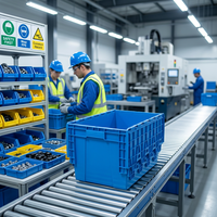 Promotion : Caisses de rangement en plastique robustes et empilables avec couvercle intégré, idéales pour le déménagement et l'organisation en magasin ou à domicile.