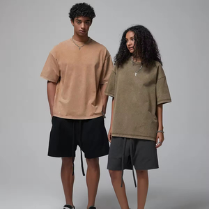 Camiseta Batik con Estampado de Logotipo Personalizado, Lavada al Ácido, 100% Algodón, 250 Gsm, Hombros Caídos, Estilo Vintage, Talla Grande, MOQ 1PCS - Product Image 1