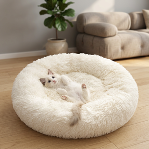 Cama Redonda Moderna para Mascotas de Piel Sintética, Suave y Afelpada, Tipo Donut, Lavable, para Todas las Estaciones - Product Image 3
