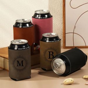 Custom Promotion Printing Laser Drink <b>Can</b> Cooler Insulated Beer Coolers Neoprene PU Leather Sleeve Stubby Holder - Product Image 3