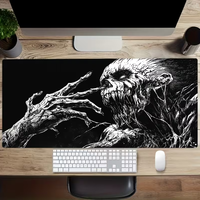 Grand tapis de bureau pour jeux vidéo Dark Skeleton Monster, noir et blanc, art gothique, XXL, tapis de souris
