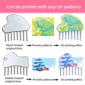 Planche Gua Sha et peigne de massage du cuir chevelu 2-en-1 en acier inoxydable de qualité supérieure, motif lapin personnalisé, outil de beauté - Product Image 5