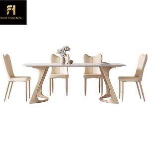 Table à manger de luxe française en pierre frittée, design nordique simple et <span class=keywords><strong>blanc</strong></span>, pour 6 personnes - Product Image 5