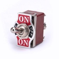 Interrupteur à bascule en métal robuste 15A 250V 20A 125V DPDT 6 broches marche arrêt marche avec capuchon de protection