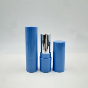 In-stock Light Blue Round Empty <b>Lipstick</b> Tube Custom Logo Plastic Lip Balm Container For Cosmetic Packaging - Product Image 3