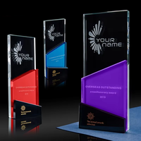 Trophée en cristal personnalisé créatif, coloré et gravé, récompense exceptionnelle pour cadeau souvenir de réunion annuelle, vente en gros d'usine