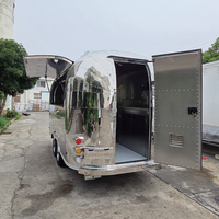 Remorque de restauration mobile en acier inoxydable pour pizzas, hamburgers, café, barbecue couvert