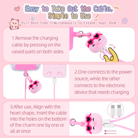 Tali Gantungan Ponsel Pink Pig 60W Kabel Pengisian Daya Cepat Portabel Mini Charger Cord Tali Gantungan Ponsel 60W Kabel Pengisian Daya USB Tipe C
