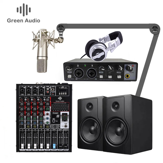 The Newest Professional Audio Set Music Home Studio Monitors Recording Mic Microphone Headphones Equipment Kit