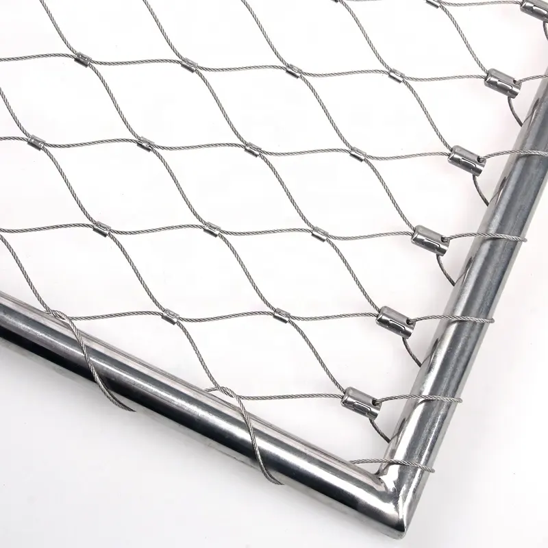 SS Diamond Elevated Walkway Geländer Metall Ferrule Seil Mesh Inox Kabel Webnet Für die Sicherheit